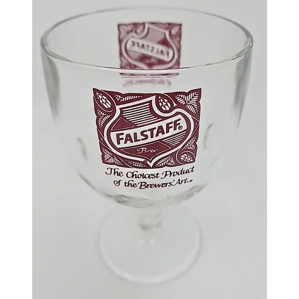 Vtg Falstaff Glass Beer Goblet Thumbprint Streamed Dimples Carnival U272-9